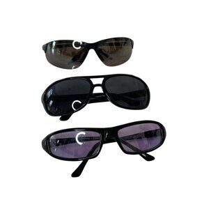 Set Of 3 Stylish Sunglasses - Aviator Sporty & Rectangular Designs - UV Protecti